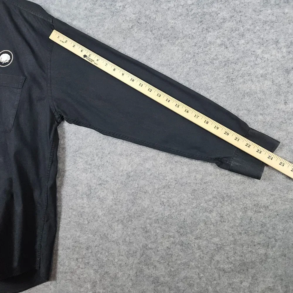 Dunbrooke Men's Black Wrinkle Resistant Shirt Size L Cotton Embroidered‎ FLAWS